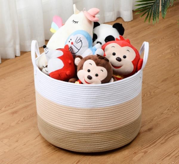 OEM Home Center Decoration Easter Woven Big Blue Cotton Rope Baby Storage