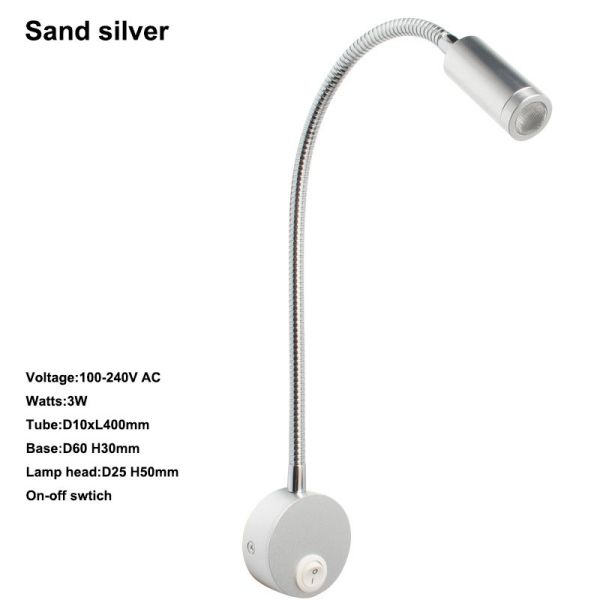 3W manufacturer Snake lamp Bedside Reading wall lamp Hotel Headboard lighting bed Wall Lamp Gooseneck Light