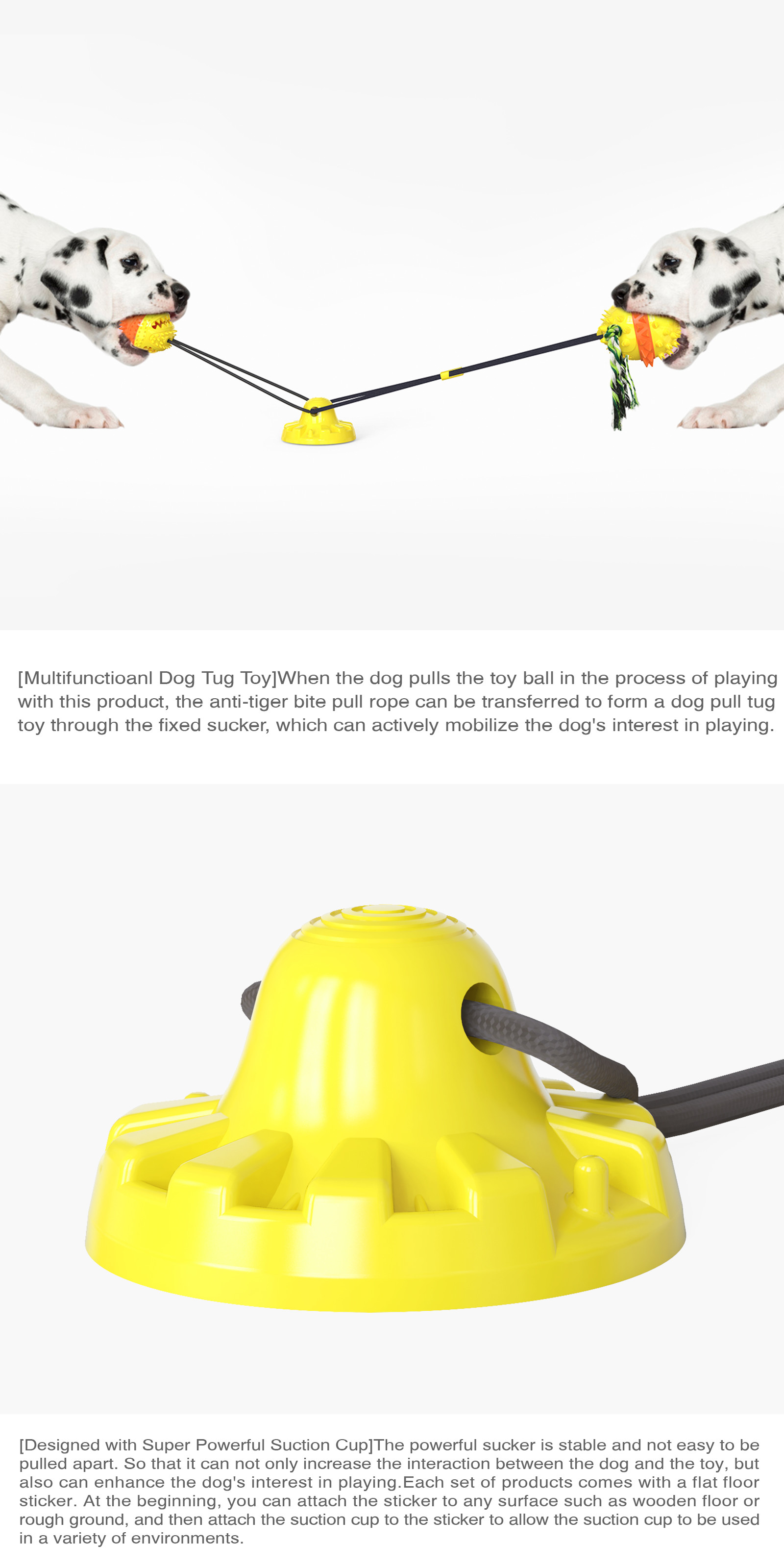 OEM Tug Of War Suction Dog Toy / Squeaky Dog Treat Ball Dispenser