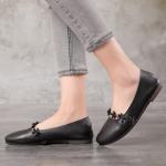 S058 New leather Mori women's flat-bottomed original handmade small flowers
