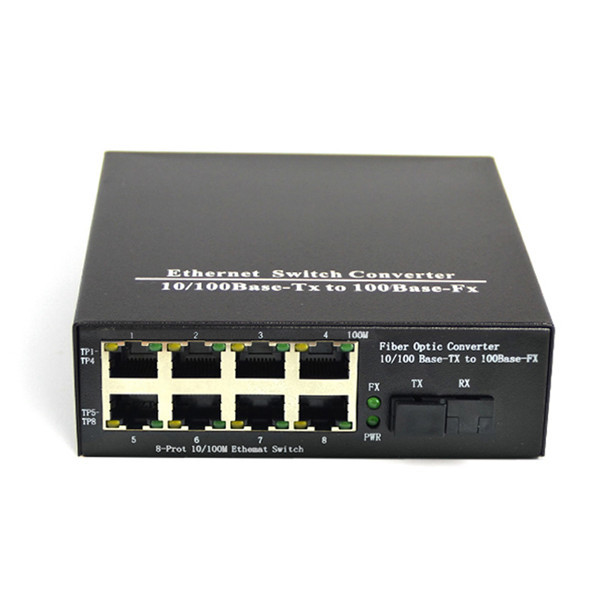 1 Fiber+8 Rj45 Port Fiber Gigabit Ethernet Media Converter High Performance