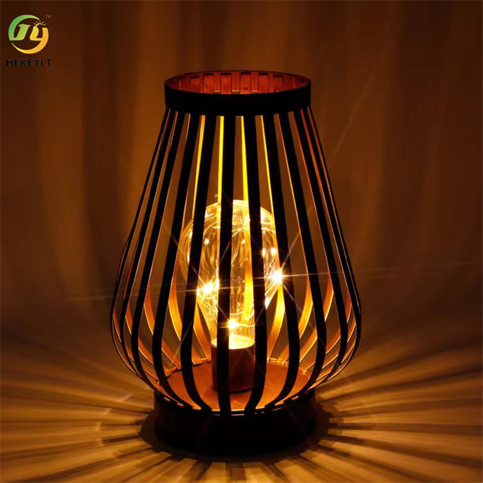 8.7" Battery Powered Outdoor Black Metal Table Lamp LED Commercial Light