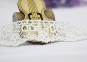 China Milk Silk Nylon Eyelet Wedding Lace Trim For Garment , Floral Embroidered Lace Ribbon factory