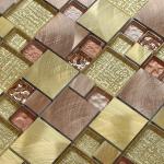 Waving back gold color glass mix metal mosaic pefect for your small decoration