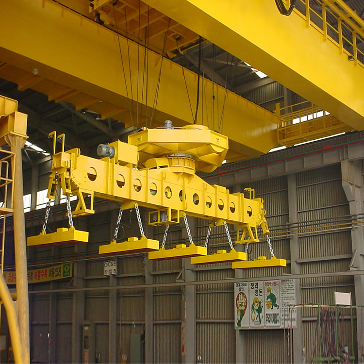 QC Model Orange 20 Tons Grab Double Girder Overhead Crane In Workshop