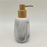 Marble Look Polyresin Bathroom Accessories Set Waterdrop Shape With Wood Parts