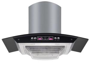 China SASO Certificated Ventless Curved Glass Cooker Hood For Kitchen factory