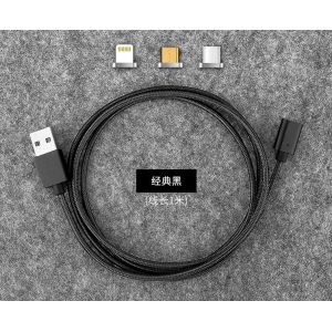 Magnetic Charging Micro Data LED USB Cable 360 Degree 3 In 1 Nylon Braided
