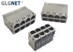 Magnetic 4 Channels 2x4 Stacked 10G RJ45 Connector