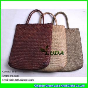 China LUDA colored seagrass straw beach bag natural beach towel bag factory