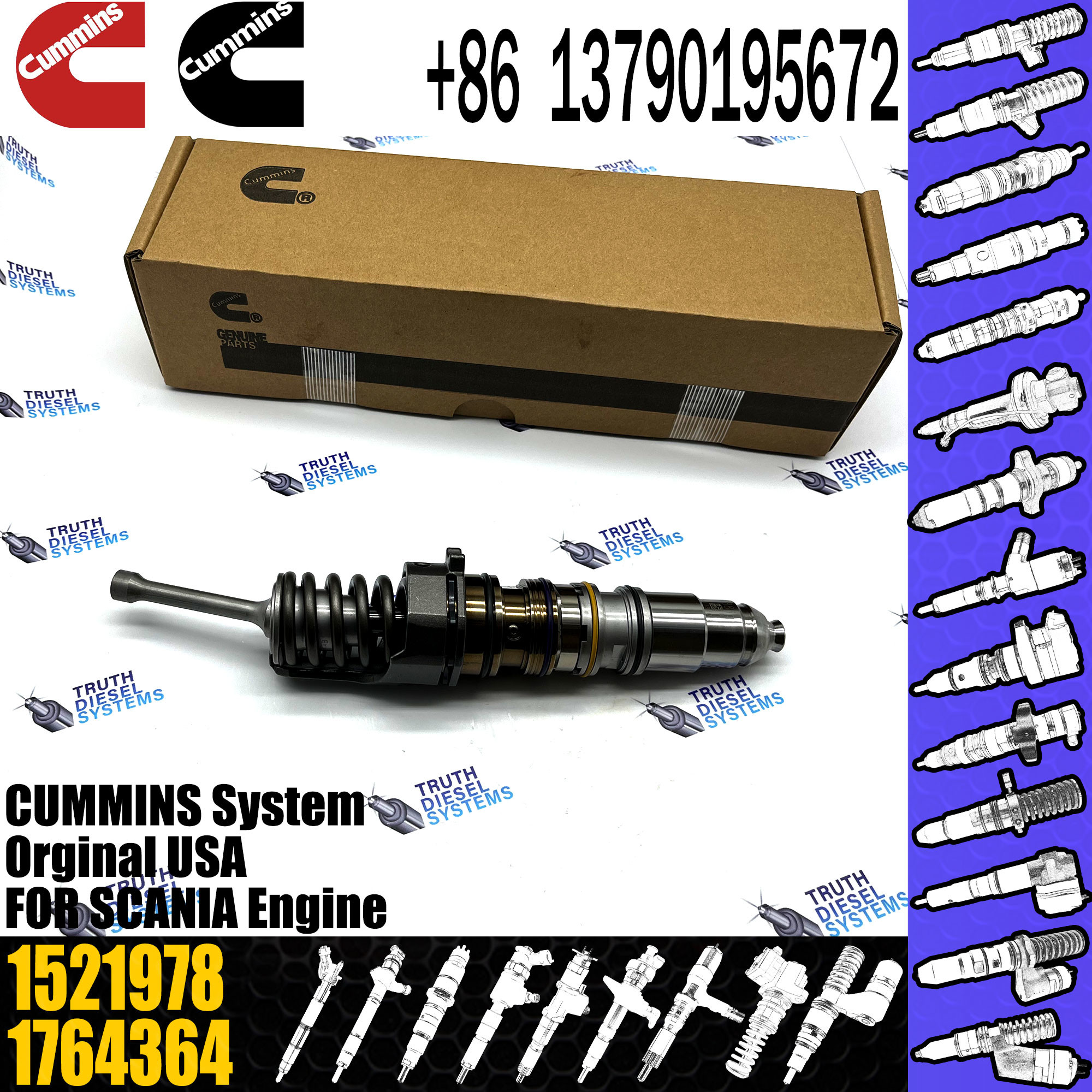 Diesel Engine Common Rail QSX15 Fuel Injector 4076963 4903028 570016 1521978