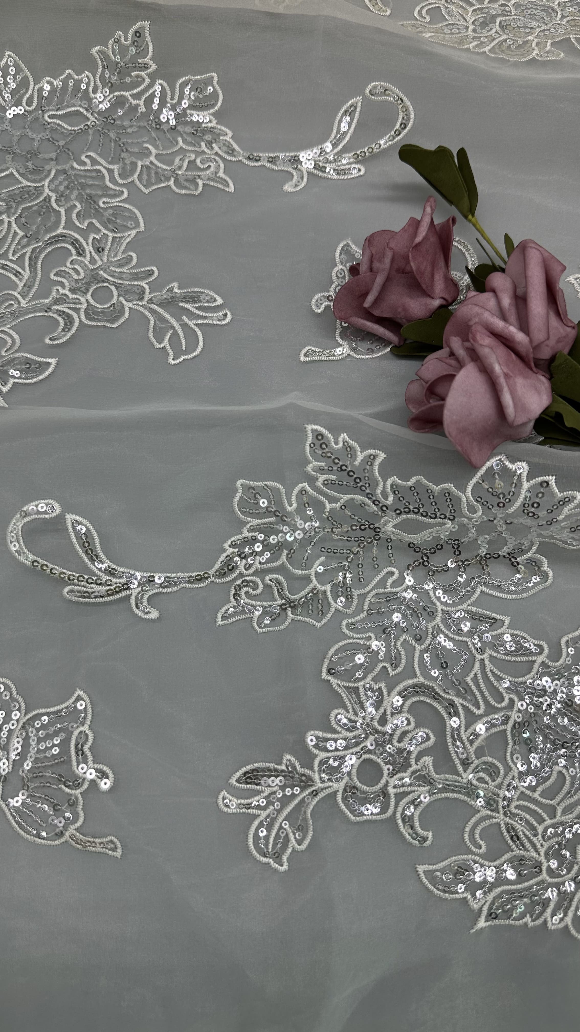 Sequin Embroidered Fabric Lace Fabric New Collections for Garments Gowns and Fashion Design