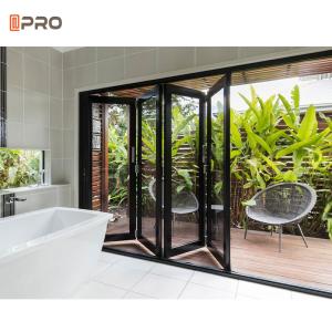 China Glass Walls Mosquito Net Bi Folding Exterior Doors Powder Coated factory