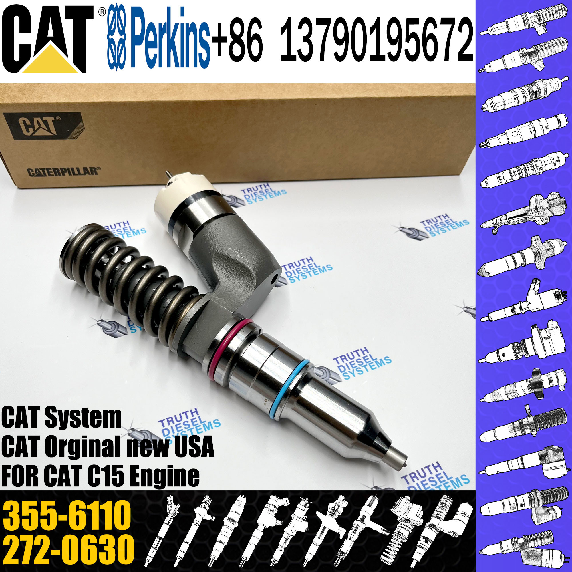 Fuel Injector For C15 C18 Engine Excavator 365C 374D Injectors 10R-3263 355-6110 272-0630 249-0709 234-1400 253-0614