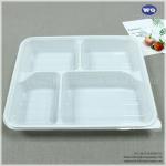 Disposable 4-Compartments Plastic Food Container With Lid Healthy Food Storage