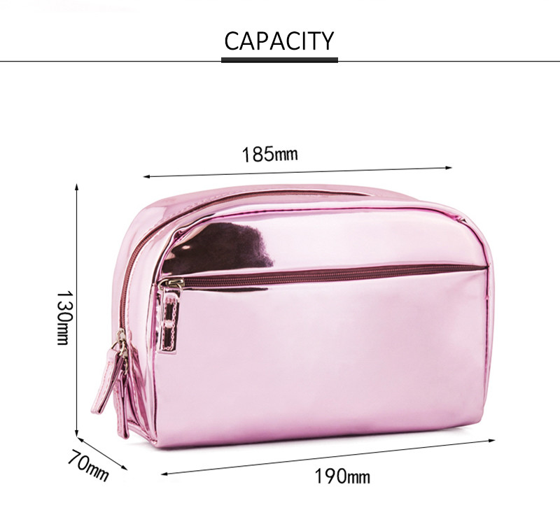 Compact Girls Glitter PU Leather Zipper Makeup Bag