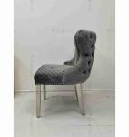 Gray Power Lion Buttoned Back Dining Chair Padded Dining Room Chairs Silver