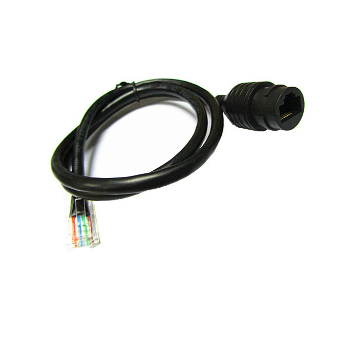 White IP67 waterproof round head RJ45 with DC Jack and Reset POE cable for IP camera