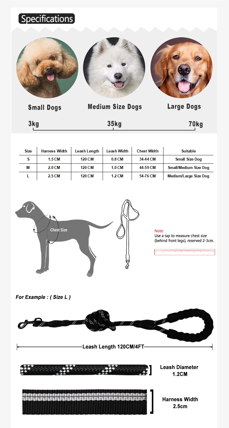 Adjustable Reflective Pet Dog Harness With Nylon Leash Outdoor Training For Small Medium Large Dogs