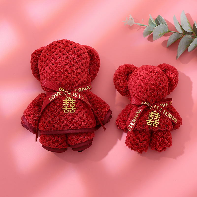 Square Teddy Bear Plush Toy Stuffed Towel Set for Children's Toys Christmas Present