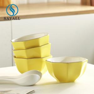 China Irregular Ceramic Dinnerware Sets Craftsman Ceramic Serving Bowl Set Yellow White factory