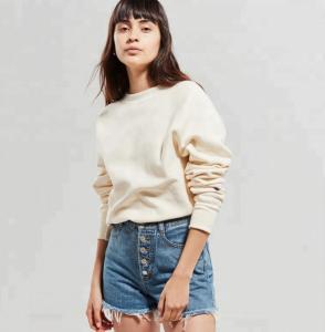China Soft Plain Crew Neck Sweatshirt Women Pullover Crew Sweatshirt factory