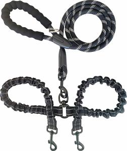 China Dual Nylon Dog Leash 360 Swivel No Tangle Comfortable Shock Absorbing factory