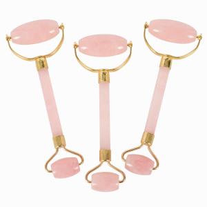 China Custom Pink Rose Quartz Facial Roller Jade Face Massager factory