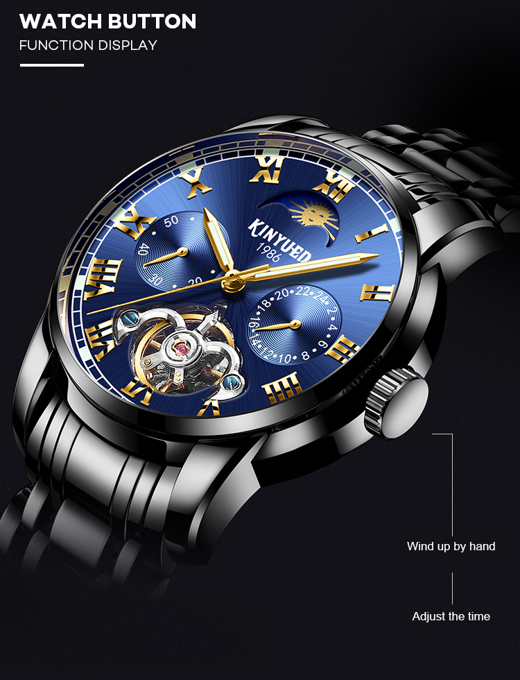 KINYUED watch own brand mens watches in wristwatches manufacturer tourbillon mechanical wristwatch