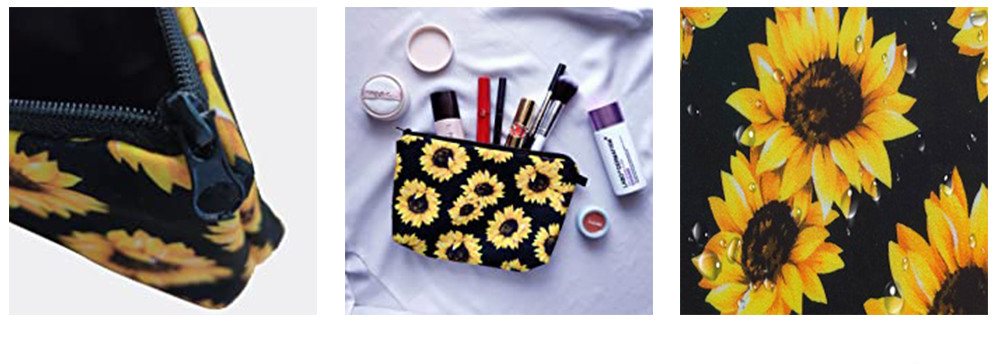 Sunflower Print Polyester Makeup Bag For Toiletries