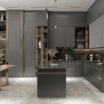 Custom Solid Wood Cupboard Cabinetry Set Luxury Kitchen Cabinets For Villa