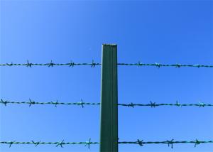China PVC Coated Lowa Barbed Wire Green Security Fence On Chain Link Fence Top factory