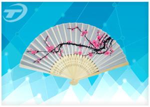 China 21cm Promotional Bamboo Folding Fan With Paper Or Silk Paper Hand Held Fans factory