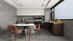Elegant Wood Grain Finish L-Shaped Stainless Steel Kitchen Cabinet