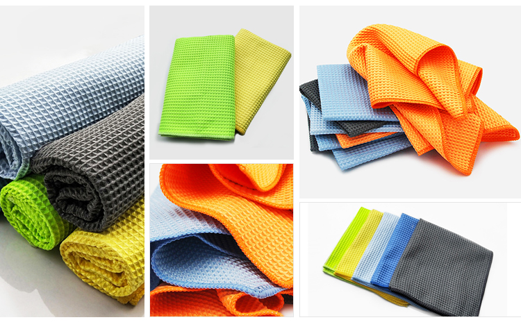 Polyester Microfiber Car Care Product 380 GSM Waffle Weave Drying Towels for Detailing