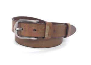 China Tan Color Womens Genuine Leather Belt With Brushed Alloy Buckle / Jeans Waist Belt factory