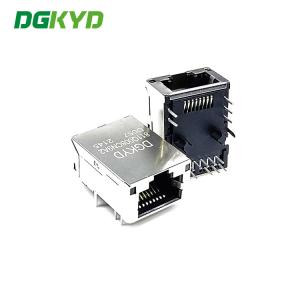China Two Color Light DIP RJ45 12 Pin Socket Connector PA66 Material factory