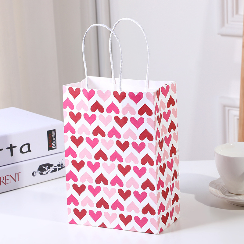 Valentine's Day Red Color Cmyk Gift Shopping Kraft Paper Bag Customized Custom Order