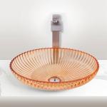 Unique Transparent Painted Glass Vessel Basins 1.77 Inch Drain Bathroom Sink