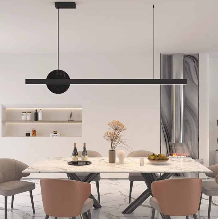 Italian style copper restaurant chandelier marble minimalist luxury dining table lamp modern minimalist designer bar long strip lamp