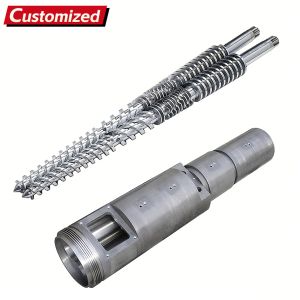 China Customized Conical Twin Screw and Double Screw Screw Barrel Set for Electroplating Hard Chromium Layer Plastic Extruder on sale