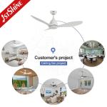 1stshine 48 Inch Ceiling Fan Without Light White 3 ABS Blades Remote Control No