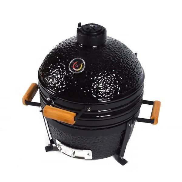 China Black Ceramic Kamado Charcoal Grill 16 Inch Premium Mini Tabletop factory