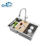 SUS304 Stainless Steel Kitchen Sinks Double Bowl Handmade House Kitchen Sinks