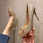 068880-11 Korean fashion sexy rhinestone high heels sequins are thin all-match