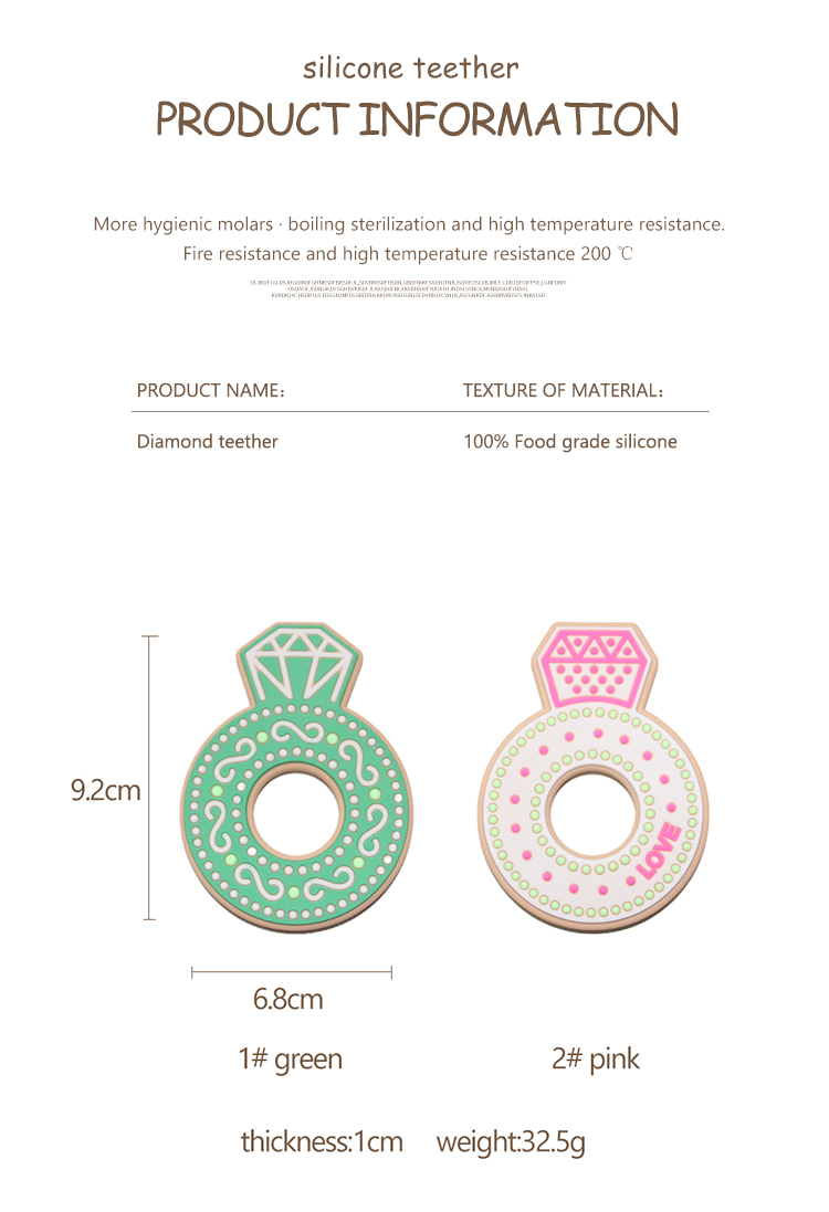 Cartoon Diamond Silicone Baby Teether , Non Toxic Silicone Teething Rings