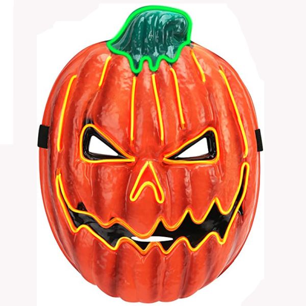 China Halloween Pumpkin Light Up Face Mask With Adjustable Rubber Bands factory