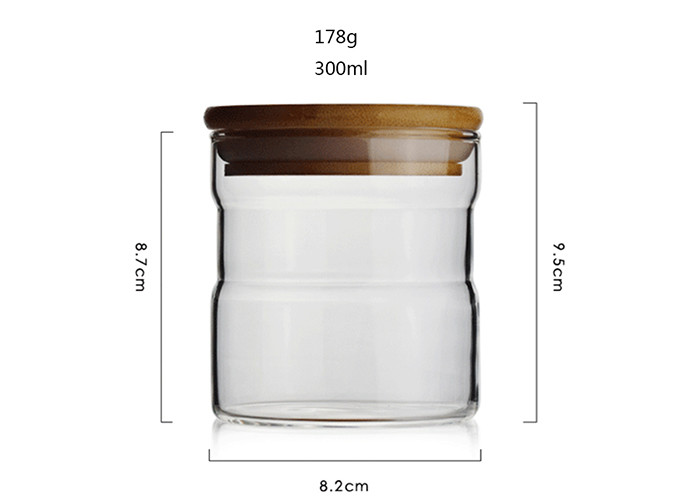 Hexagon Shape Glass Bottle Jar Kitchen Storage With Bamboo Lid SGS Certification