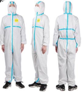 China 63 GSM PP+PE Disposable Protective Clothes factory