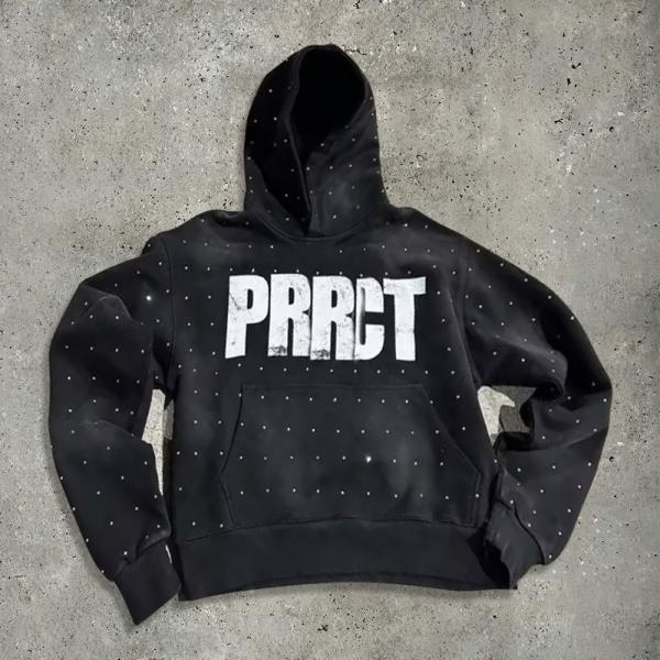 Oversized Rhinestone Custom Hoodies Jacket For Men Rhinestone Screen French